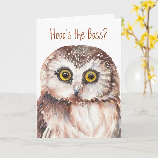 Funny Boss Birthday, Wise Owl Humor Karte (Gelbe Blume)