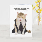 Funny Boss Cat with Blonde Toupee Karte (Gelbe Blume)