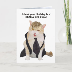 Funny Boss Cat with Blonde Toupee Karte