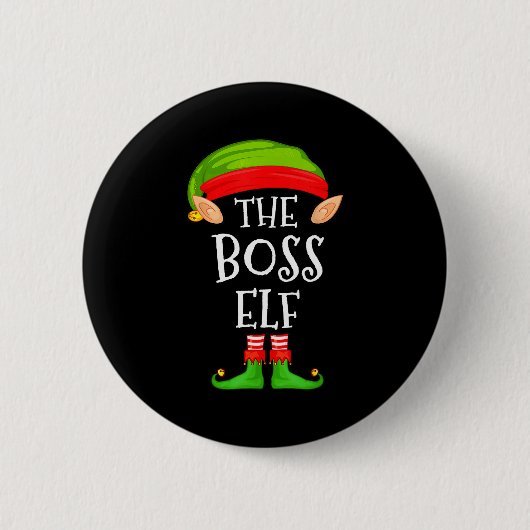 Funny Boss Elf Family Christmas Boss Elf Sweater M Button (Vorderseite)