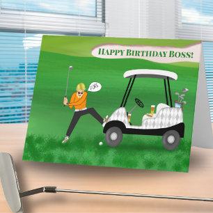 Funny Boss Golfer Geburtstag mit Bier & Hot Dog Karte