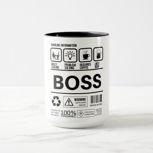 Funny Boss Handling Information Tasse (Zentrum)