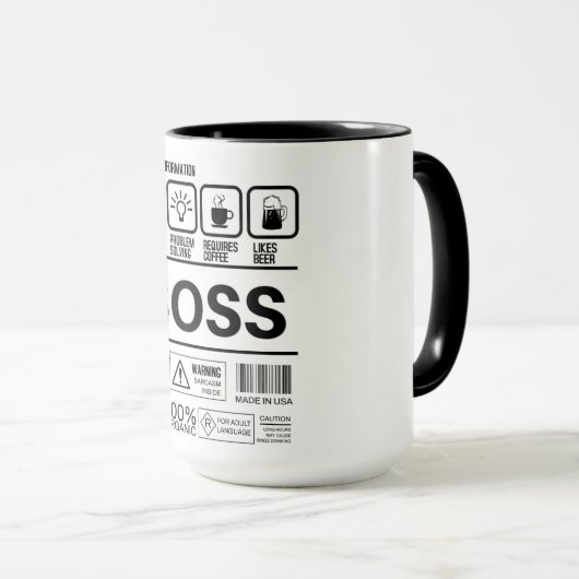 Funny Boss Handling Information Tasse (VorderseiteRechts)