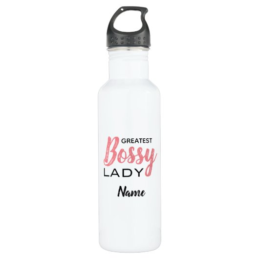 Funny Boss Lady Personalisierter Spaß Typografie Edelstahlflasche (Vorderseite)