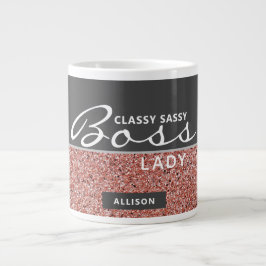 Funny Boss Lady Rose Gold Pink Glitzer Name Jumbo-Tasse