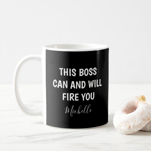 Funny Boss Lady Schwarz Personalisiert Kaffeetasse (Mit Donut)