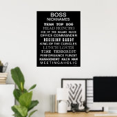 Funny Boss Nicknames Poster | Boss Joke Sign Gesch (Heimbüro)