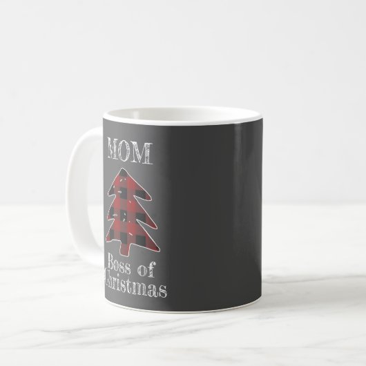 Funny Boss of Christmas Buffalo Karierter Baum Kaffeetasse (Vorderseite Links)