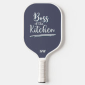 Funny Boss of the Kitchen Gray White Elegant Pickleball Schläger (Rückseite)