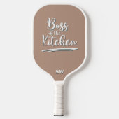 Funny Boss of the Kitchen Khaki White Elegant Pickleball Schläger (Rückseite)