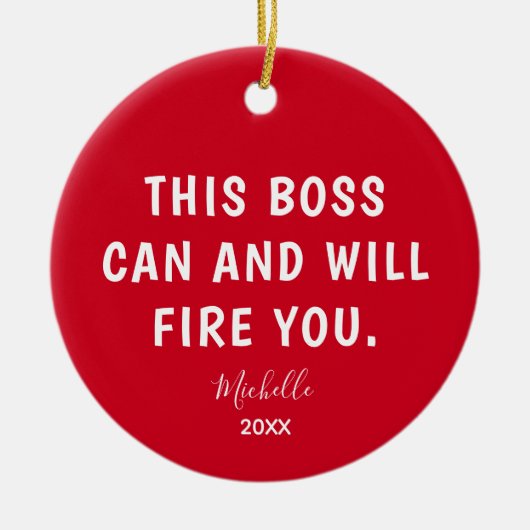 Funny Boss Personalisiertes Jahr Weihnachten Keramik Ornament (Vorne)