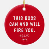 Funny Boss Personalisiertes Jahr Weihnachten Keramik Ornament (Hinten)
