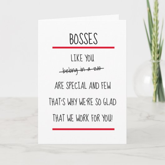 Funny Bosses Cheeky Verse Boss Day Card Karte (Vorderseite)