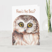 Funny Boss's Day, Wise Owl Spaß Karte (Vorderseite)
