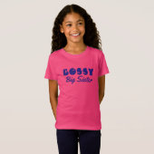 Funny "BOSSY Big Sister" mit Blue Text T-Shirt (Vorne ganz)