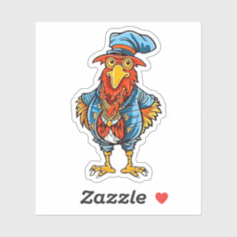 Funny Bossy Cartoon Rooster Aufkleber