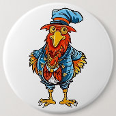 Funny Bossy Cartoon Rooster Button (Vorderseite)