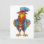 Funny Bossy Cartoon Rooster Dankeskarte (Stehend Vorderseite)