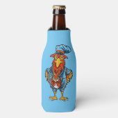 Funny Bossy Cartoon Rooster Flaschenkühler (Flaschenvorderseite)