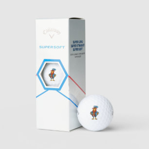 Funny Bossy Cartoon Rooster Golfball