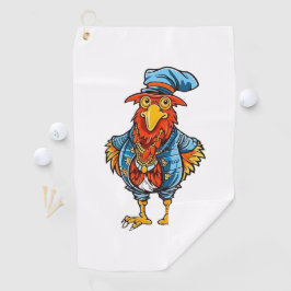 Funny Bossy Cartoon Rooster Golfhandtuch