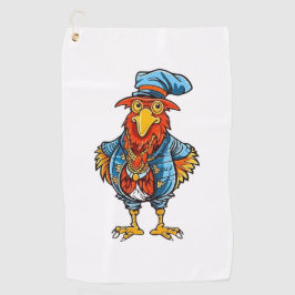 Funny Bossy Cartoon Rooster Golfhandtuch