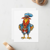 Funny Bossy Cartoon Rooster Mitteilungskarte (Vorderseite/Rückseite Beispiel)