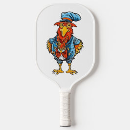 Funny Bossy Cartoon Rooster Pickleball Schläger