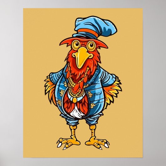 Funny Bossy Cartoon Rooster Poster (Vorne)