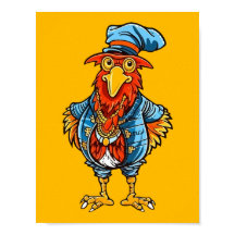 Funny Bossy Cartoon Rooster
