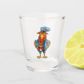 Funny Bossy Cartoon Rooster Schnapsglas (Vorderseite)
