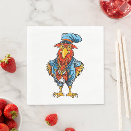 Funny Bossy Cartoon Rooster Serviette
