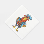 Funny Bossy Cartoon Rooster Serviette (Ecke)