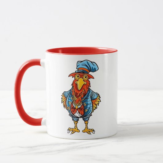 Funny Bossy Cartoon Rooster Tasse (Links)