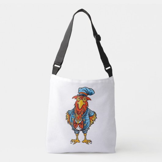 Funny Bossy Cartoon Rooster Tragetaschen Mit Langen Trägern (Vorderseite)