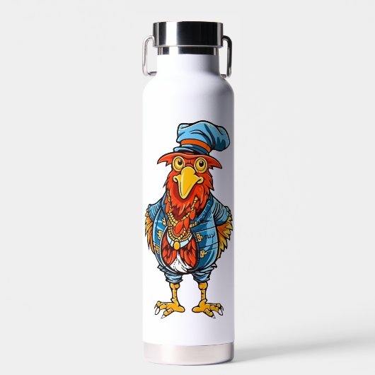 Funny Bossy Cartoon Rooster Trinkflasche (Vorne)