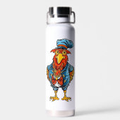 Funny Bossy Cartoon Rooster Trinkflasche (Rückseite)