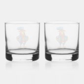 Funny Bossy Cartoon Rooster Whiskyglas (Rückseite)