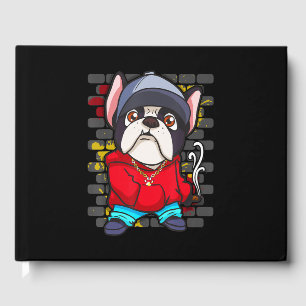 Funny Boston Rerrier Hip Hop Gangster Rapper Dog Gästebuch