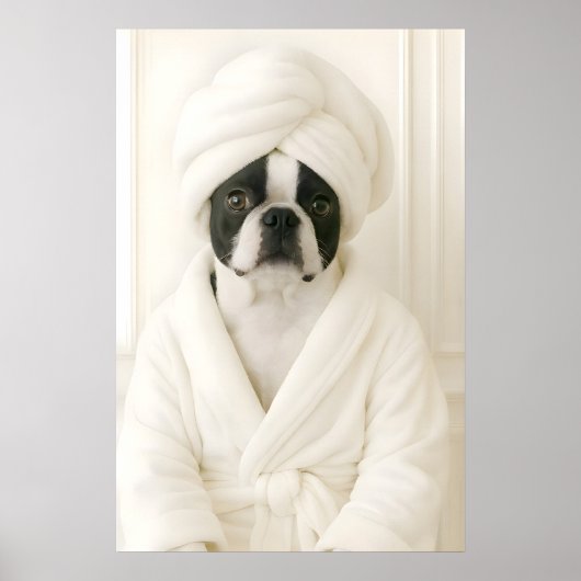 Funny Boston Terrier Bathroom Print, Terrier In Poster (Vorne)