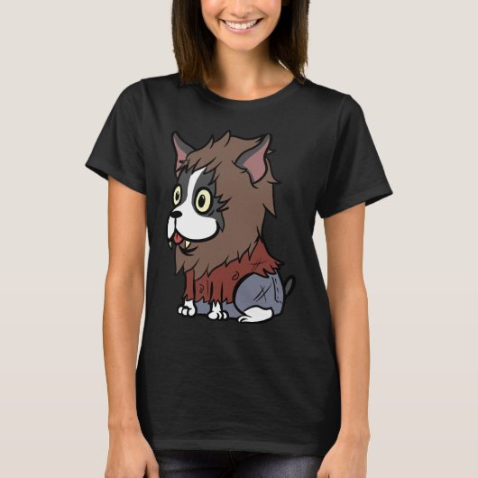 Funny Boston Terrier Beängstigend Werewolf Kostume T-Shirt (Vorderseite)