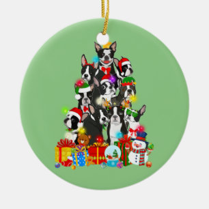 Funny Boston Terrier Christmas Tree Lights Welpe Keramik Ornament