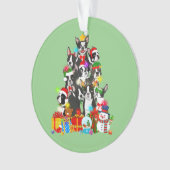 Funny Boston Terrier Christmas Tree Lights Welpe Ornament (Vorderseite)