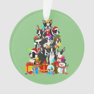 Funny Boston Terrier Christmas Tree Lights Welpe Ornament