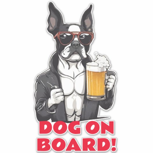 Funny Boston Terrier Cool Dog an Bord Aufkleber (Vorderseite)