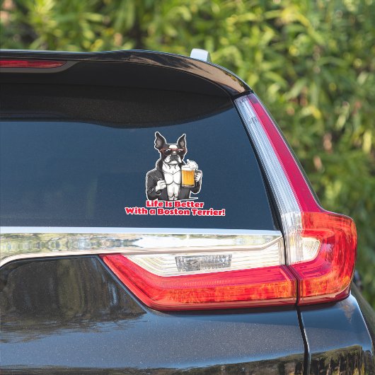 Funny Boston Terrier Cool Dog Joke Car Aufkleber (Auto Seite)