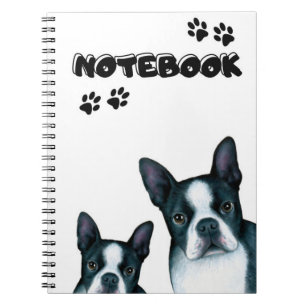 Funny Boston Terrier Dog 128 Schwarz-Weiß Notizblock