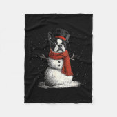 Funny Boston Terrier Dog Christmas Snowman Xmas Pa Fleecedecke (Vorderseite)
