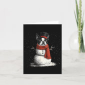 Funny Boston Terrier Dog Christmas Snowman Xmas Pa Karte (Vorderseite)