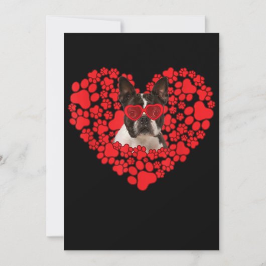 Funny Boston Terrier Dog Paw Herz Valentinstag Ankündigung (Vorderseite)